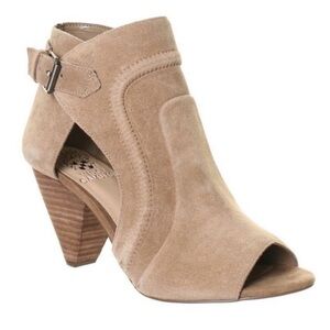 Vince Camuto Ennley Khaki Suede Open Toe Ankle Boots/Shootie